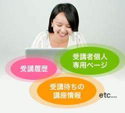 受講者個人専用ページ、受講履歴、受講待ちの講座情報etc...